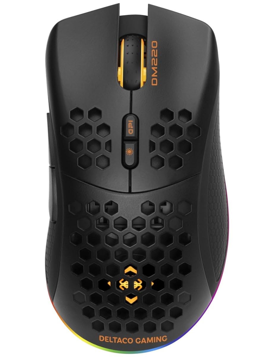 DELTACO GAMING DM220 mysz gamingowa radiowa, optyczna, czarna, 7 przycisków, 4800 DPI, możliwość ponownego ładowania