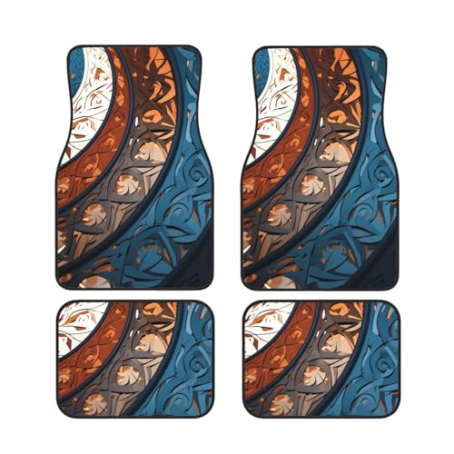 Alfombrillas universales para coche de goma antideslizante con diseño de curvas juego de 4
