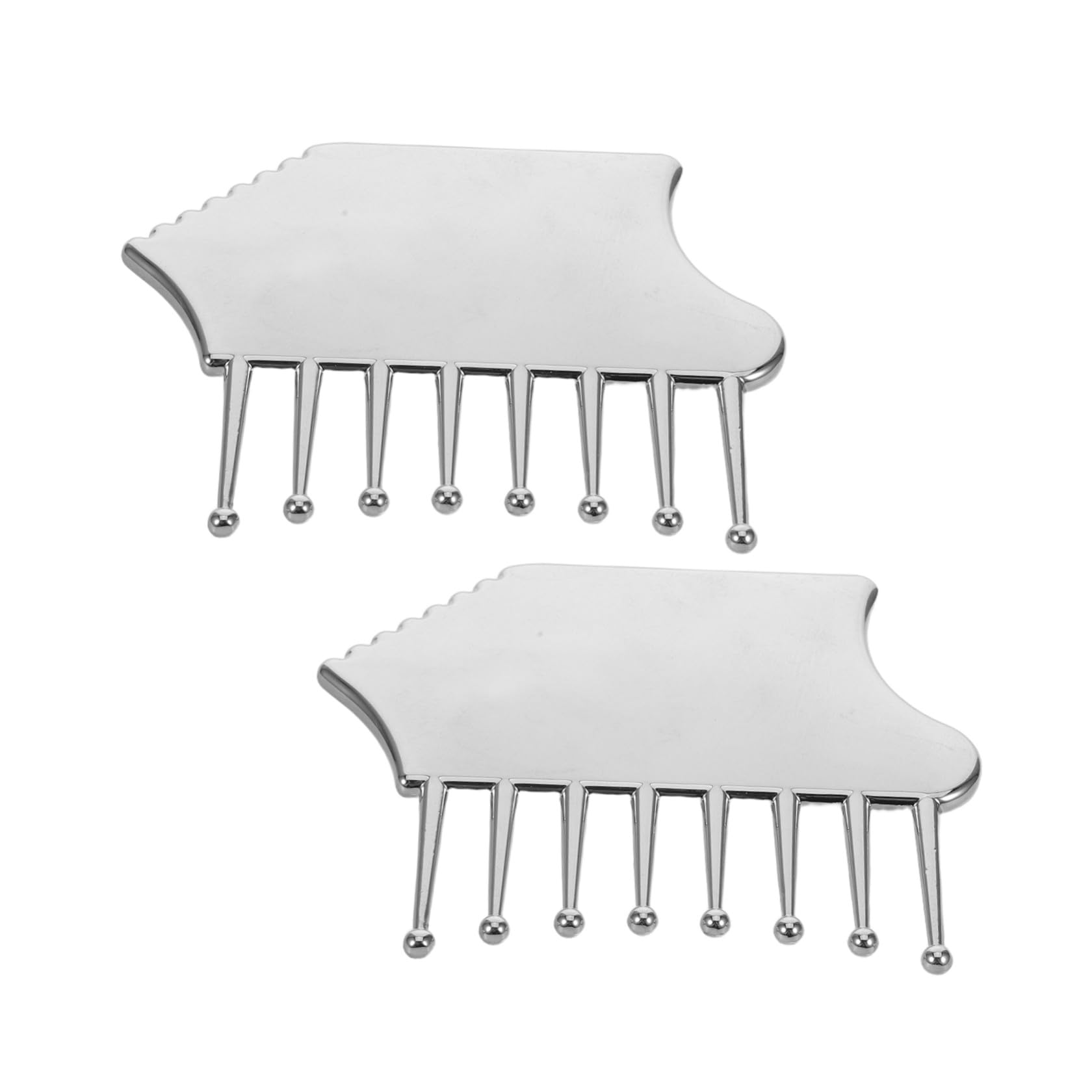 Healeved 2 Pezzi Massaggiatore per Massaggio e Esfoliazione in Lega di Zinco Argento per Capelluto Forma Unica, Portatile di Collo e Spalle, per Uso a Viaggio