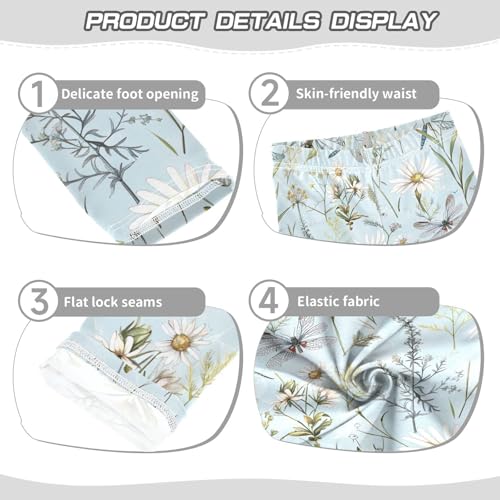 Kids High Waist Dragonfly Daisy Flower Blue Leggings for Toddler Girls 4T 202b53893