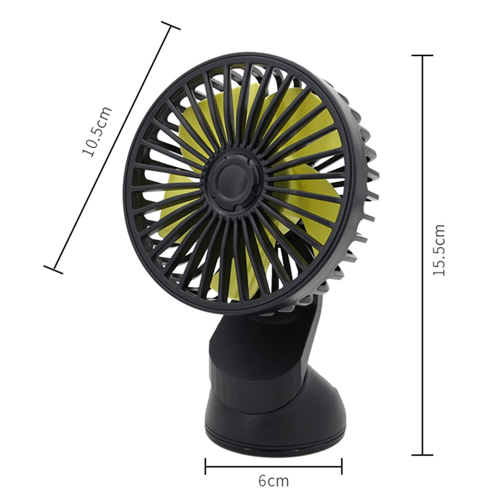 Demiawaking Ventola di raffreddamento USB per auto, 12 V 24 V, 3 velocità, con ventosa (02)
