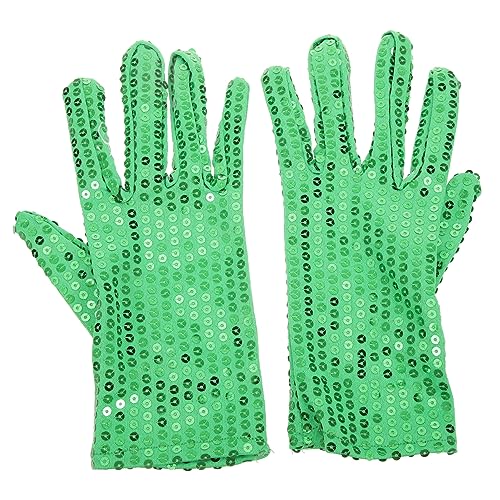 VANZACK Sequin Dance Gloves for Women Lightweight Breathable Wear Resistant Party Gloves for Stage Performance and Nightclub Decorative Green