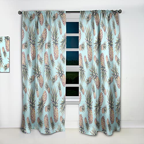 Designq Curtains 'Pineapples On A Light Blue' Curtains For Bedroom, Curtains For Living Room, Curtains & Drapes - Thermal Insulated - Single Panel-52X120 #TOP4