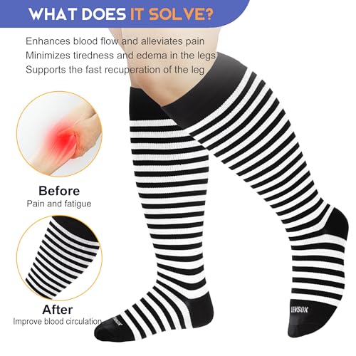 Image of LEVSOX Plus Size Compression Socks for Women Men Wide Calf Extra Large 15-20 mmHg Knee High Sock for Nurses Pregnant Travel