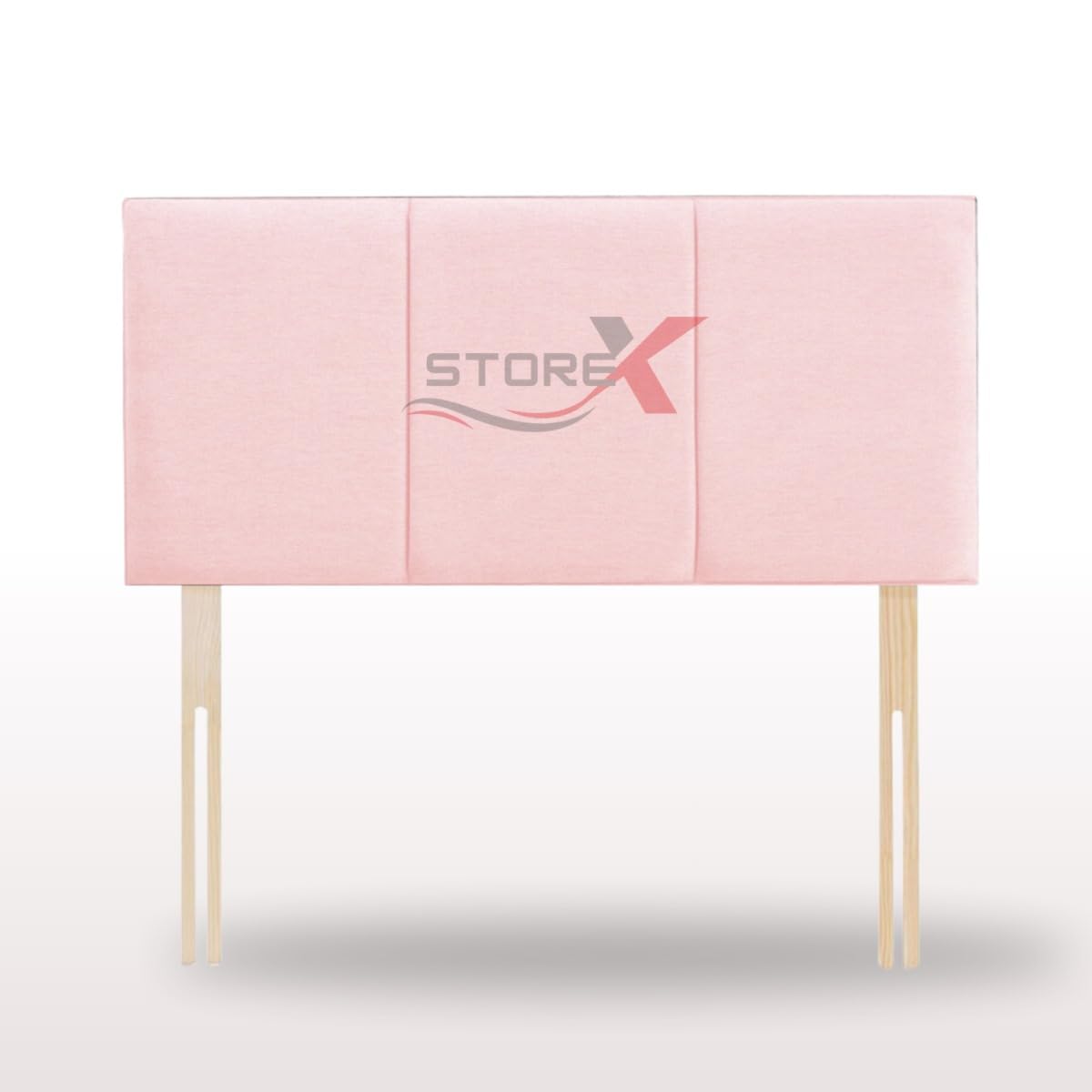 STOREX Plush Fabric Extra Paded 2 Line Headboard For Divan Bed Bedroom Furniture Size 2Ft 6 Inch/ 3Ft / 4Ft / 4Ft 6 Inch / 5Ft / 6Ft - 20 Inch Height (Baby Pink, 20inch Height 5 FT King)
