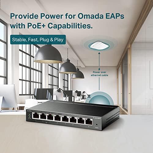 TP-Link TL-SG108PE | 8 Port Gigabit PoE Switch | Easy Smart Managed | 4 PoE+ Ports @64W | Plug & Play | Sturdy Metal w/ Shielded Ports | Fanless | QoS, Vlan & IGMP | Limited Lifetime Protection