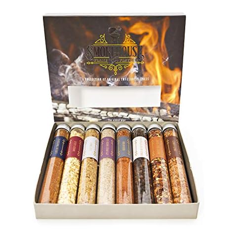 Eat.Art Barbecue Smokehouse Flame and Flavour BBQ Rub Set - 8 Unique Smoked Spice Selection Box - Unusual Fathers Day Cooking Gifts - for Gourmet Foodies Smokey Sunday Roast Spices Cover
