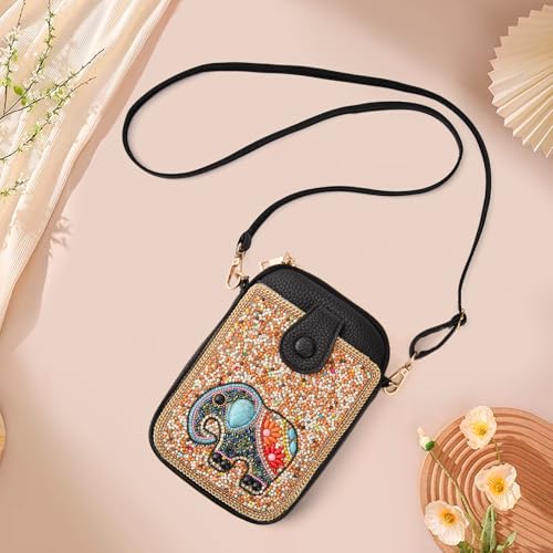 Image of Women's Small Crossbody Cell Phone Bag, Boho Colorful Beaded Purse Wallet with Handmade Cute Patterns