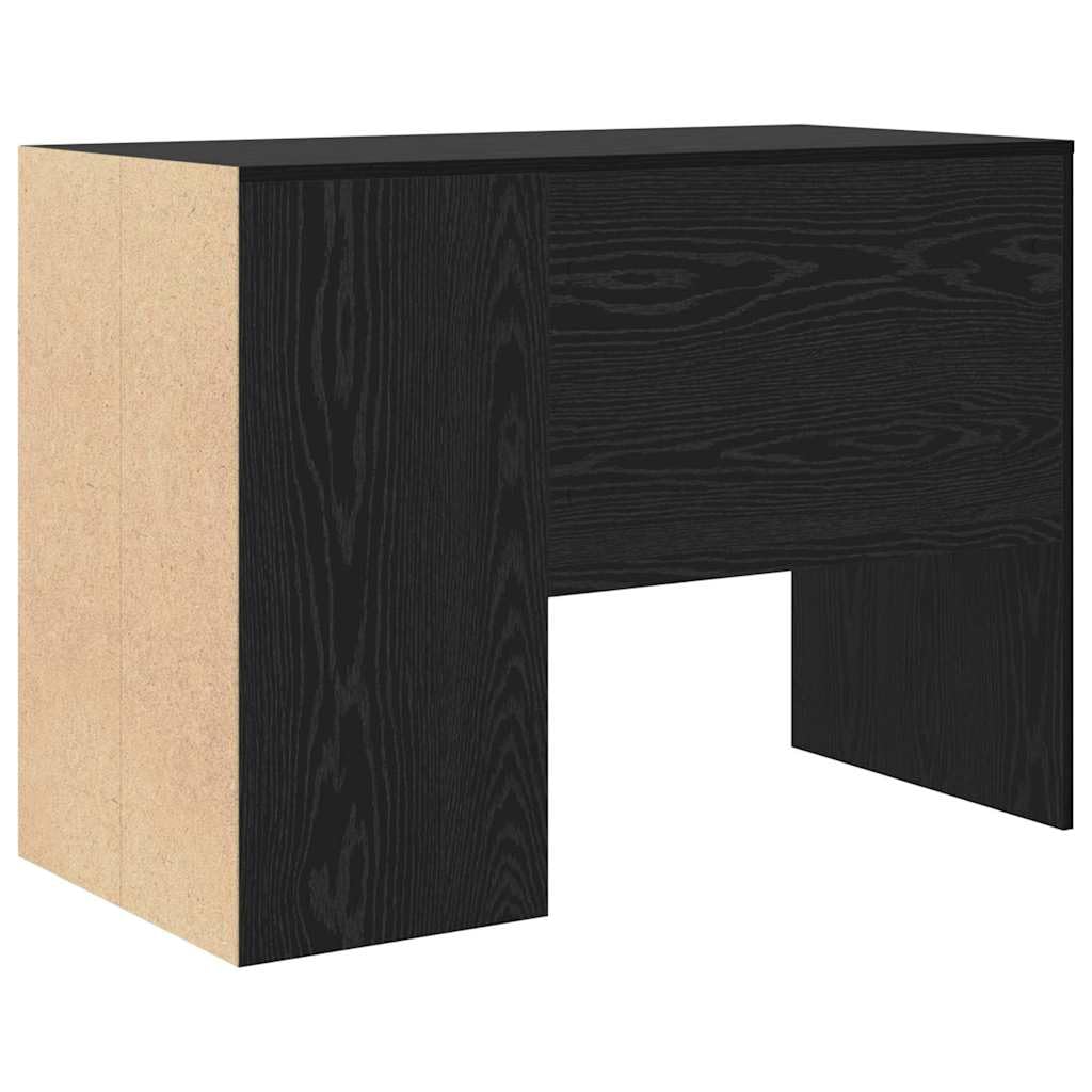 Scrivania con mensola, colore nero, effetto rovere, 102 x 50 x 75 cm, moderna scrivania per computer per casa, ufficio, robusto materiale in legno con spazio di archiviazione