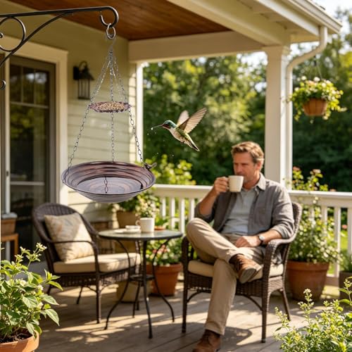Bain d'oiseaux extérieur pour observer les merles au jardin