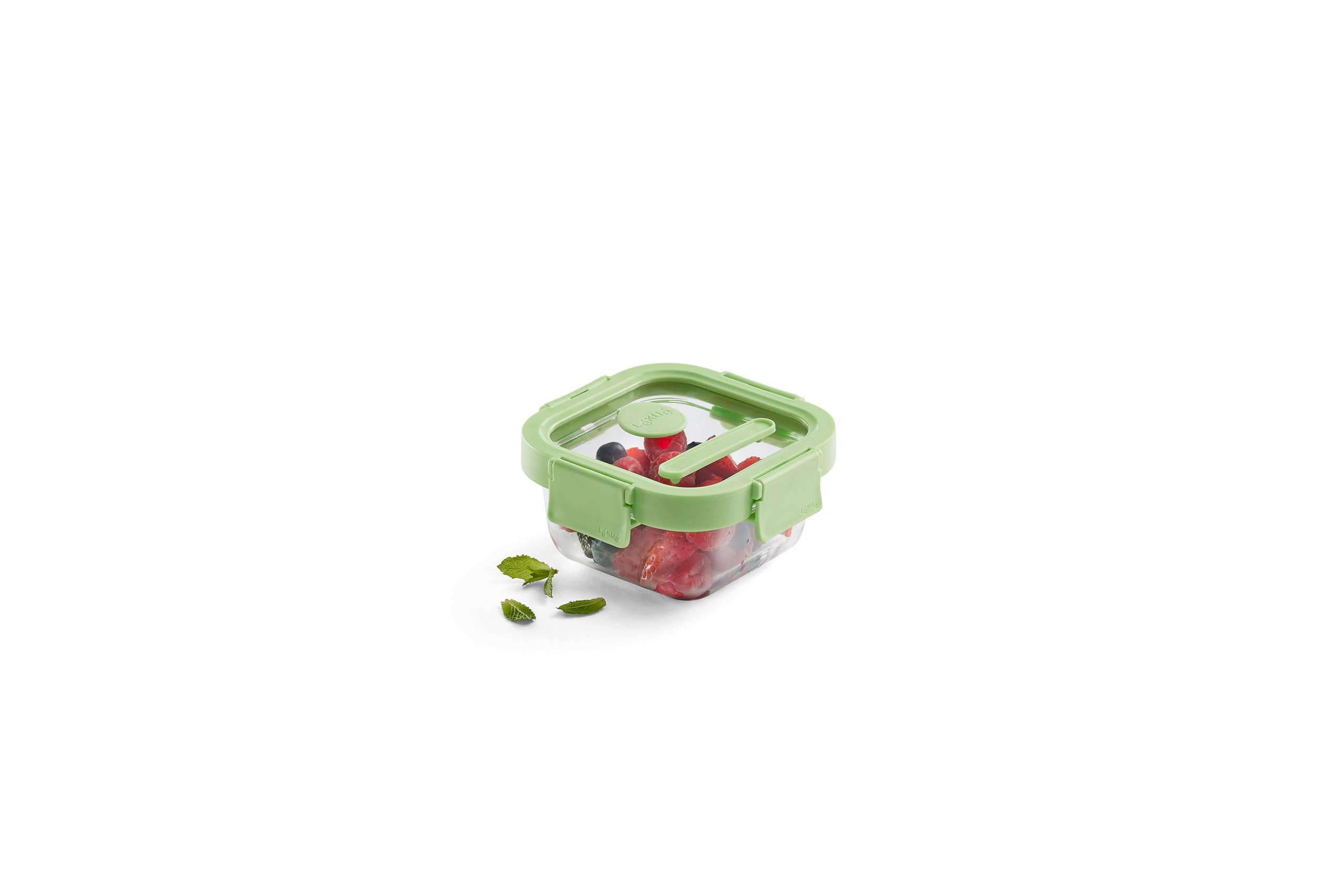 Lékué Recipiente hermético de vidrio para conservar/congelar alimentos, 520 ml, cuadrado (Paquete de 4)