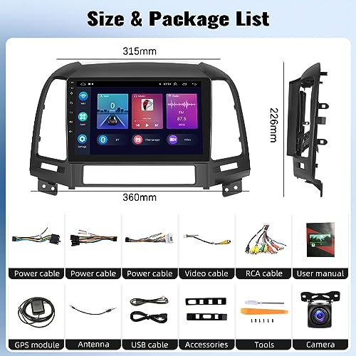 Rádio estéreo automotivo 2G + 64G Android 13 para Hyundai Santa Fe 2006-2012 sem fio Apple CarPlay A