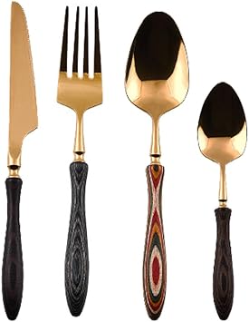 Silverware Set 24 Piece Gold Flatware Cutlery Set for 6,Stainless Steel Flatware,Mirror Polished Cutlery Utensil Set,Home Kitchen Eating Tableware Set,Include Fork Knife Spoon Set,Dishwasher Safe