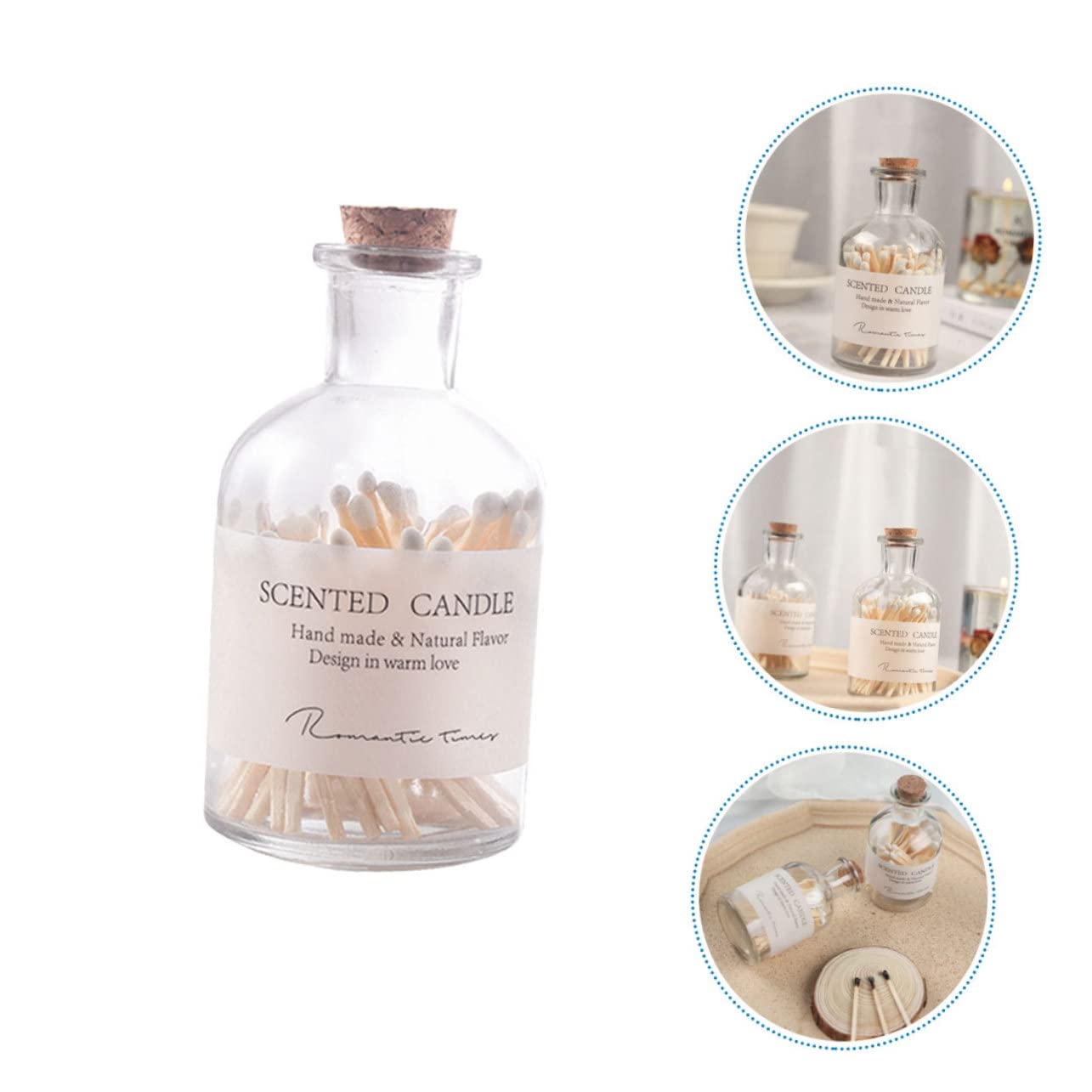 Amosfun 4 pezzi Fiammiferi Barattolo per Candele Aromatiche Decorativi per e Domestici