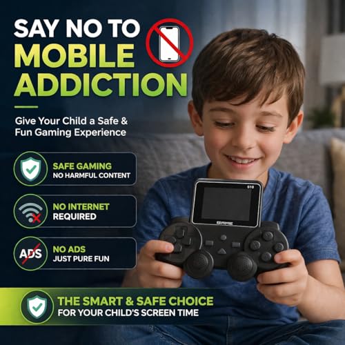 Image of Casaquin S10 Portable Gaming Console for Kids | Retro Handheld Game Player with 500+ Built-in Classic Games | Rechargeable, TV Output, 3.5 inch Display | Gift for Boys & Girls Age 6+