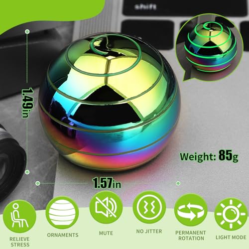 Image of Kinetic Fidget Spinner Desk Toy for Kids Adults, Cool Optical Illusion Gadget Metal Stress Relief Gyro Ball, Easter Egg Stuffer Birthday Party Gift for Age 3-12 5-16 (Rainbow)
