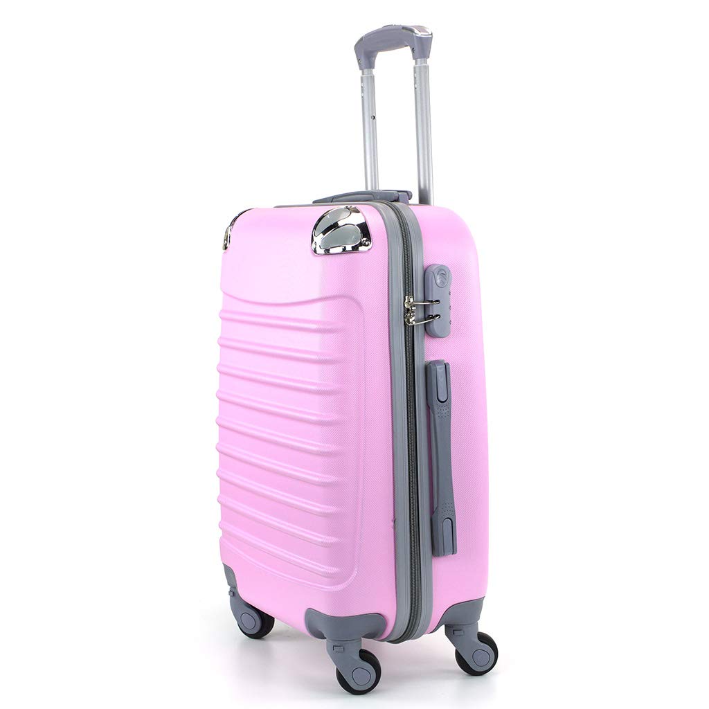 Desconocido Maleta de Cabina 20x35x55cm con Esquinas Plateadas (Rosa)