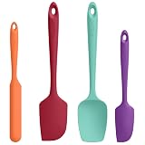 High Heat Resistant Silicone Spatula: U-Taste 600ºF Hot-Proof Food Grade Rubber Kitchen Baking Scraper, Flexible and Sturdy Cooking Utensil for Mixing Scraping in NonStick Cookware (4PCS, Multicolors)