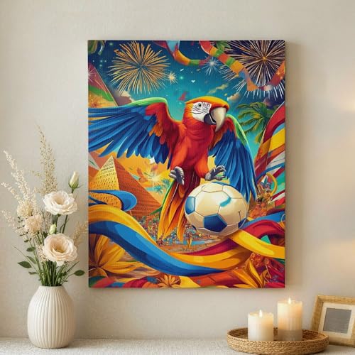 Toile perroquet tropical coloré 40x50 cm, tableau ara moderne pour salon et bureau vibrant