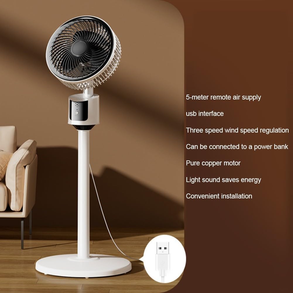 Ventilateur flexible alimenté par USB avec fonctionnement silencieux et réglage de la hauteur (blanc)