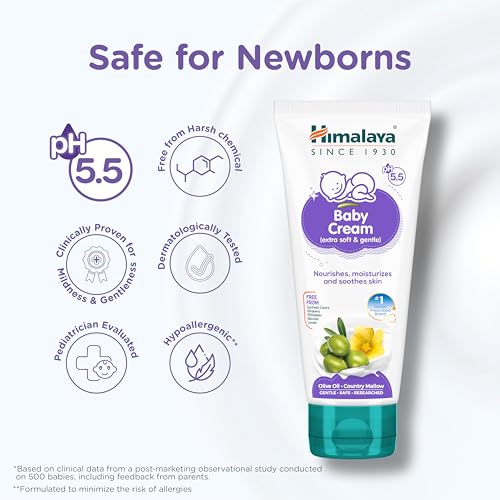 Image of Himalaya Gentle Baby Cream 50ml | No.1 Doctor-Prescribed Brand | Nourishes & Extra Soft Skin | pH 5.5 Formulation | Safe for Newborns
