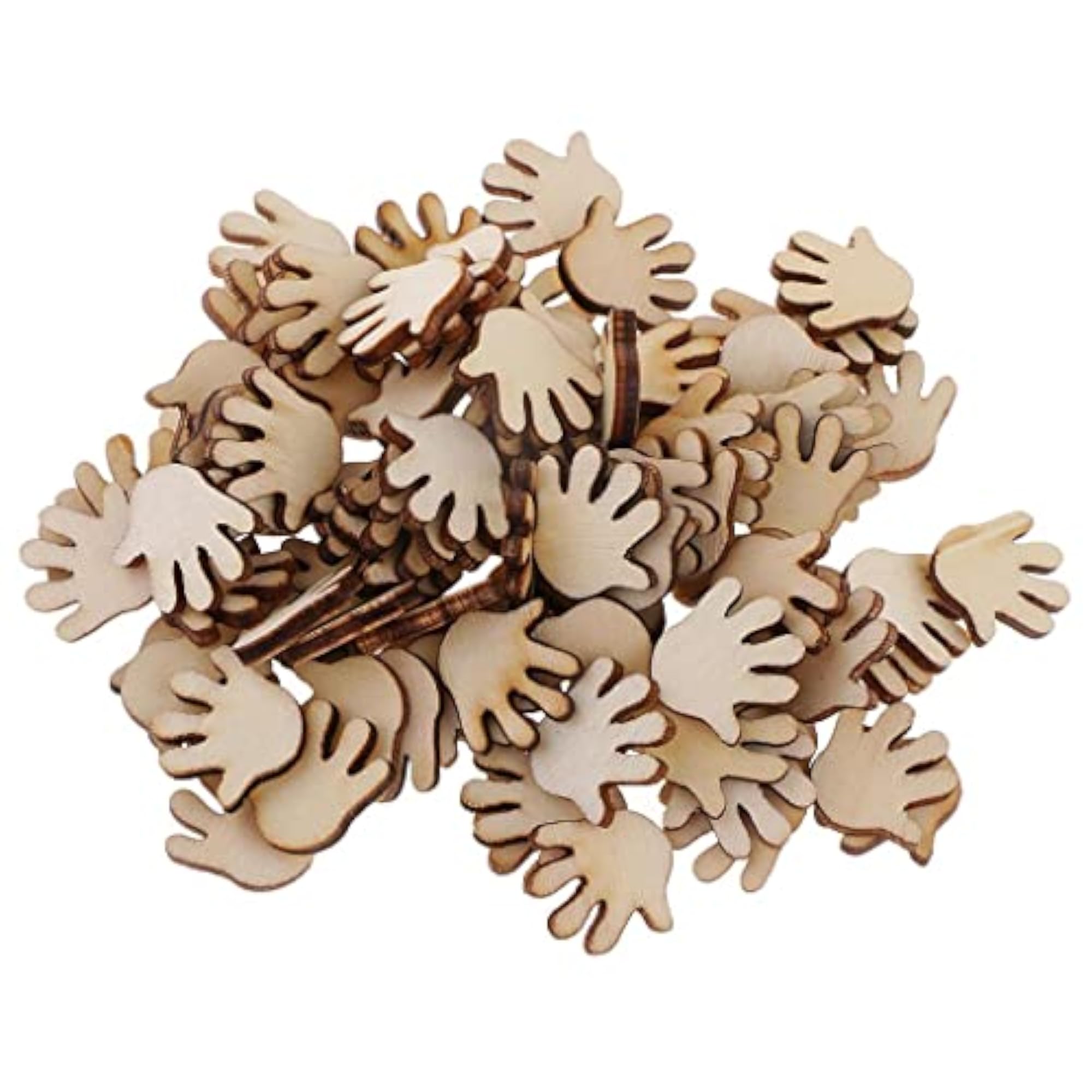 100 Pieces Mini Cut Hand Shapes Unfinished Wood for DIY Crafts