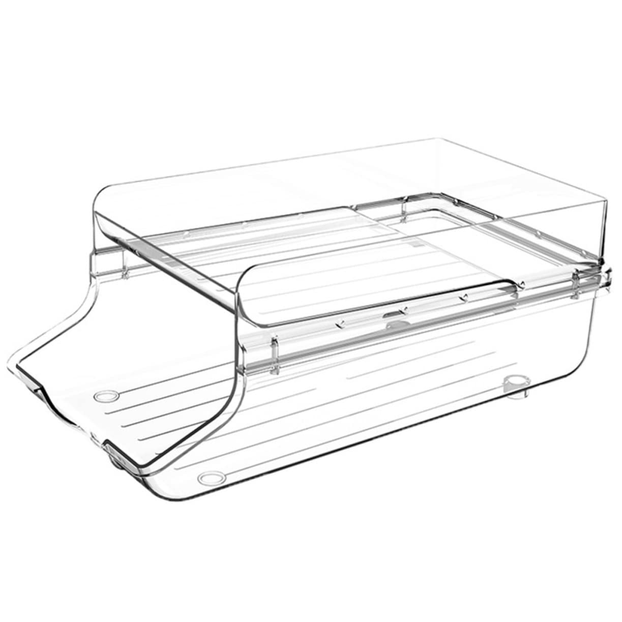 Cabilock Organizador de Latas de Doble Capa en Plástico Transparente | Diseño Apilable, Dispensador por Gravedad, para Cocina y Tienda, 1 Pieza