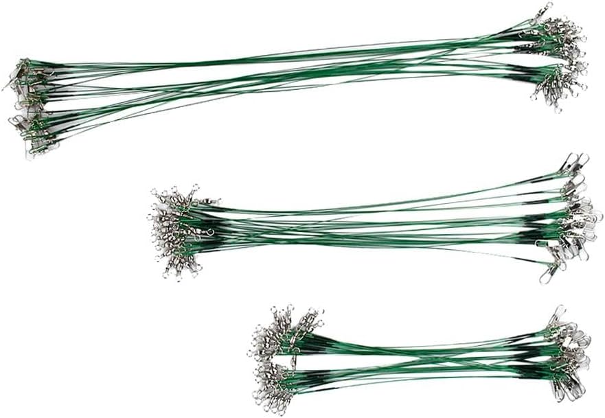 72 Lure Coated Wire Trace Pike Rolling Swivels, Saltwater/Freshwater Fishing Leader Steel Wire with Snap Swivel, 3 Length Options, 24 Pieces Each, for Bass Trout Pike Fishing