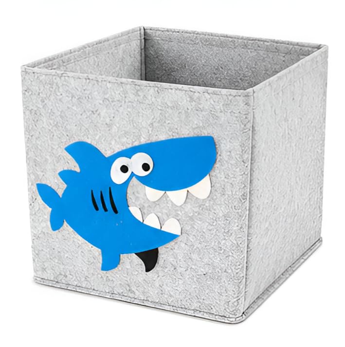 Image of Foldable Storage Box for Kids - Cartoon Animal Foldable Organizer Bin for Toys, Books & Clothes (Shark)