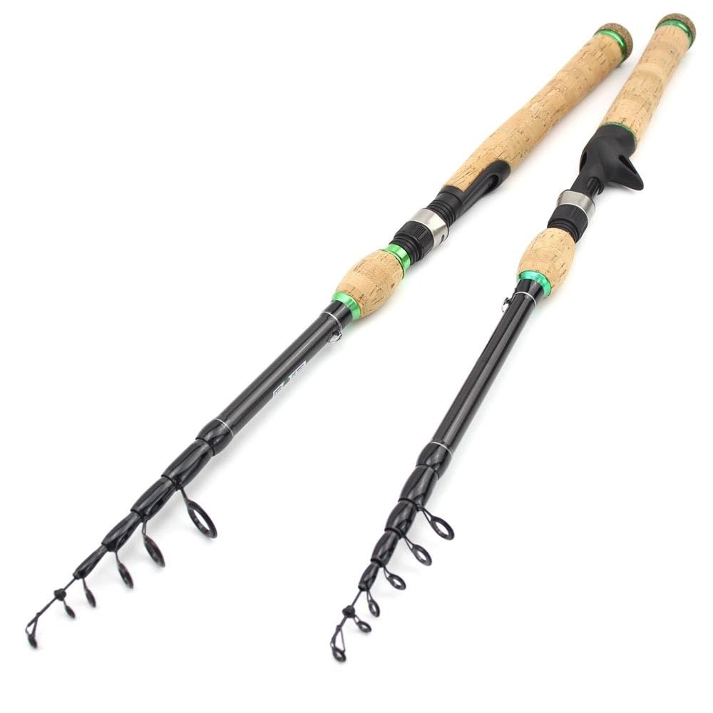 Canne à Pêche Canne à pêche télescopique en Carbone de 1,8 m à 2,4 m, avec poignée en liège allongée, Canne à pêche Rapide M Power Canne à pêche(2.4 m)