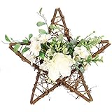 Coherny Artificial Camellia Home Decoration Wall Hanging Flower Wood Pentagram Pendant Wall Door Han