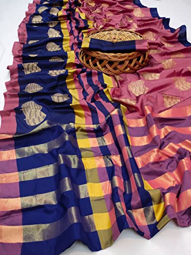 Image of DHRUVI TRENDZ Women's Cotton Silk Saree (DT-S1636 Purple)