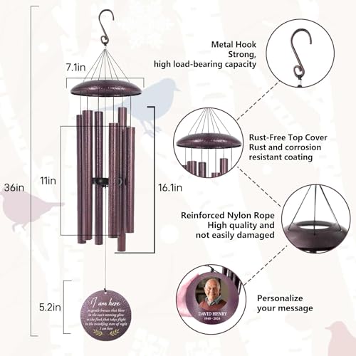 Image of ASTARIN Happy Retirement Gifts Wind Chimes, Personalized 30 inch Wind Chime for Teacher Coworkers Boss, Personalized Retire Gifts Deep Tone Windchime(Printing in Texas)