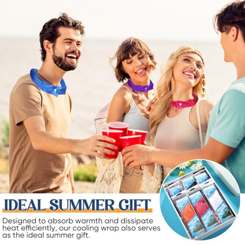 Image of Cozypower 6 Pcs Cooling Neck Wraps with Button Cooling Bandana Neck Cooler Scarf for Hot Weather Ice Neck Wrap Summer Outdoor