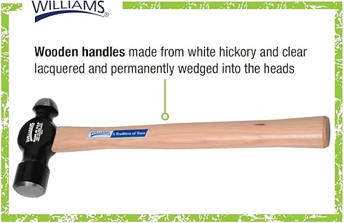 Miniatura 3 de Williams JHWHBP-3-0A - Martillo de bola de 8 onzas, mango de nogal