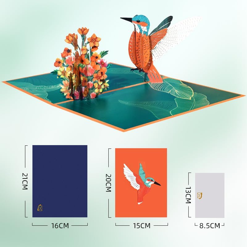 Hummingbird 3D Greeting Pop Up Valentines Day Card, Birthday Cards for Women, Mothers Day Cards Pop Up, Flowers Greeting Card for Wife Daughter Her Girl Sister Mum Mom