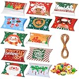 Boite Cadeau 24 Pièces Boite Chocolat Noel 12 * 7,2 * 2,5cm avec Fil Doré Emballage Cadeau pour Boîtes de Bonbons Biscuits Chocolats Cadeaux et Décorations de Noël
