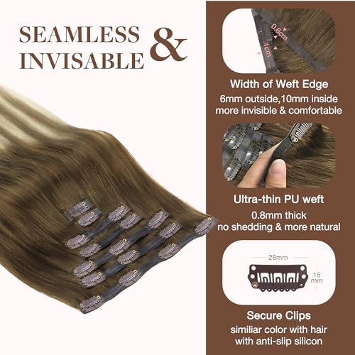 Image of GOO GOO Seamless Clip in Hair Extensions Real Human Hair Remy Extensions