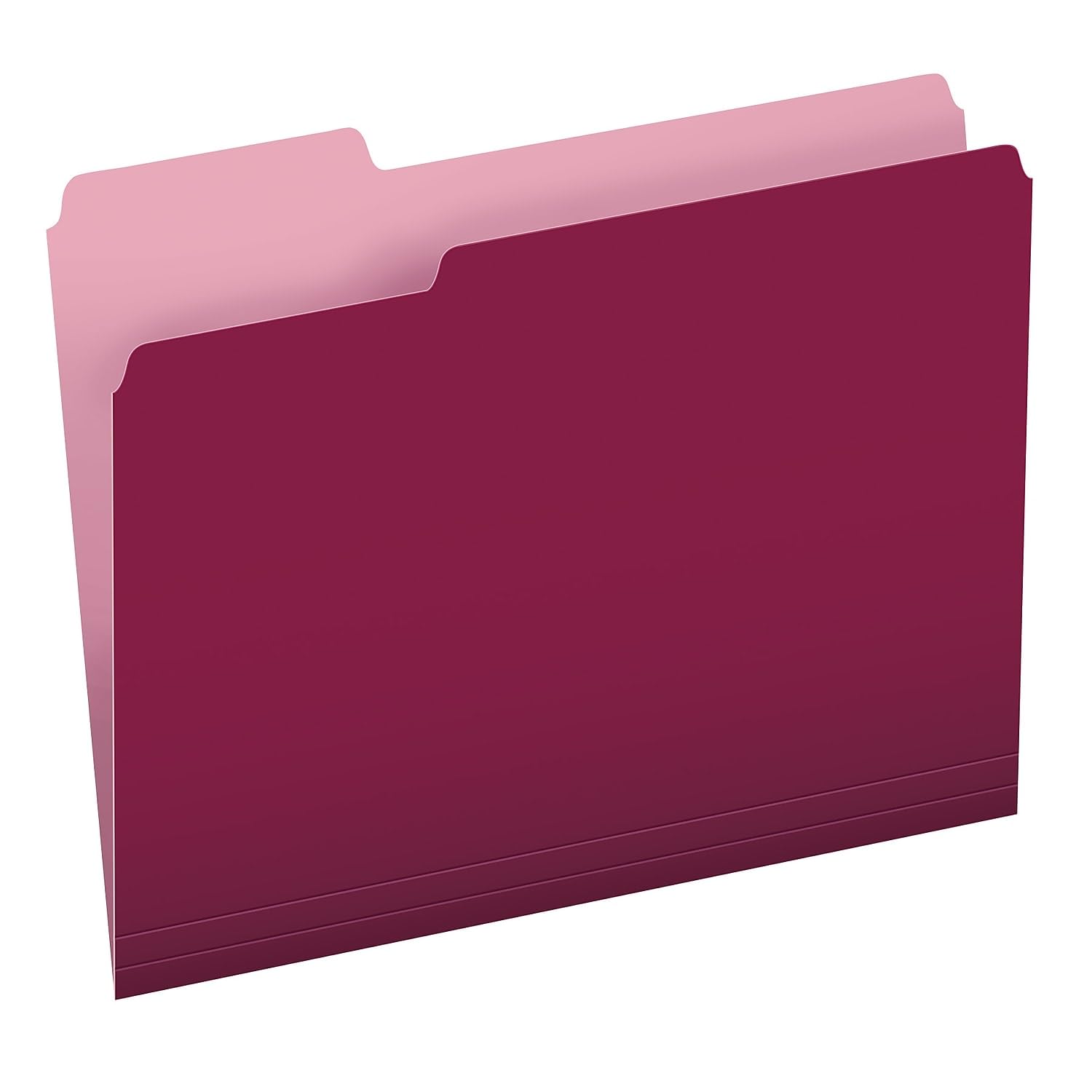 Two-Tone file dosya, 1/3 Cut Top Tab, Letter, Burgundy/Light Burgundy, 100/box