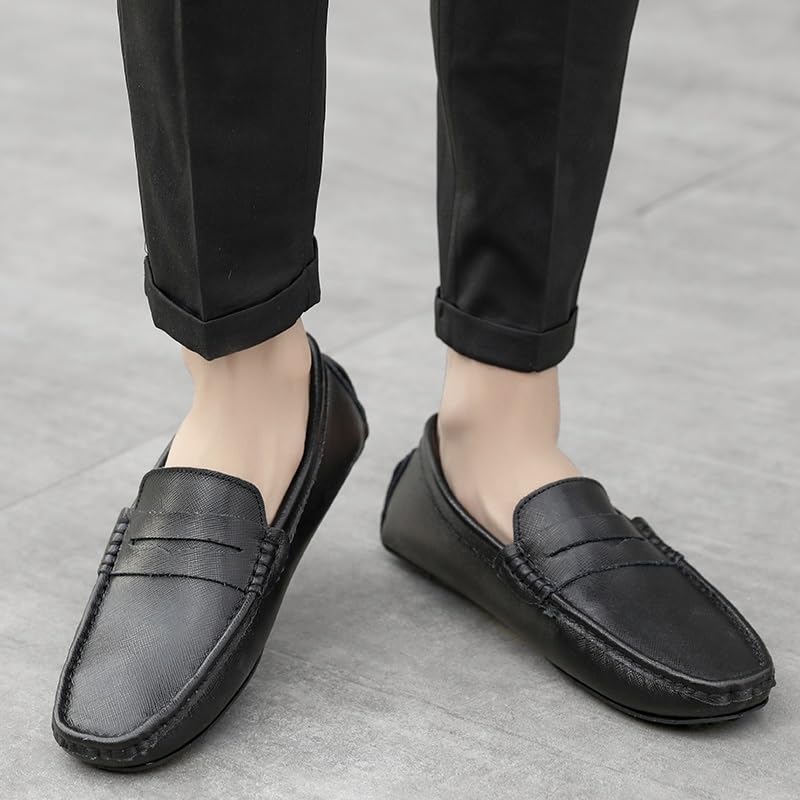 Mens Loafers Shoe Genuine Leather Stitching Details Penny Driving Loafer Anti-Slip Flat Heel Comfortable Outdoor Slip-on4