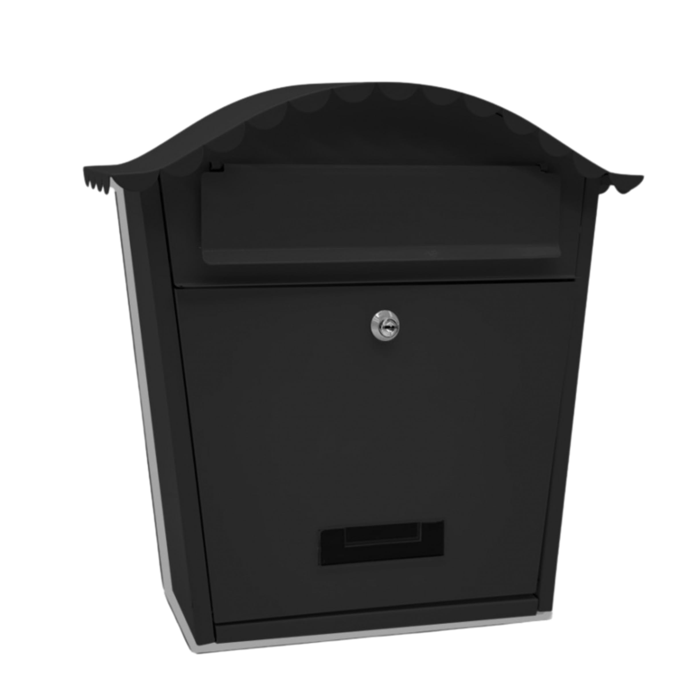 WEIDA Buzón Exterior de Acero INOX Individual | Buzones de Correos Exterior Resistentes, Elegantes, Antilluvia, Tamaño M 36,5x37x13,5 cm | Buzón de Correos Seguro, Cerradura Frontal con Llave (Negro)