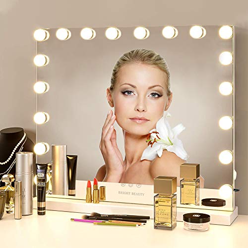 80% Off Discount Zdorzi Vanity Mirror Makeup Mirror with Lights,Large Hollywood Lighted Vanity Mirror with 18 Dimmable LED Bulbs ,3 Color Modes,Touch Control for Dressing Room & Bedroom,Tabletop or Wall-Mounted (XL)