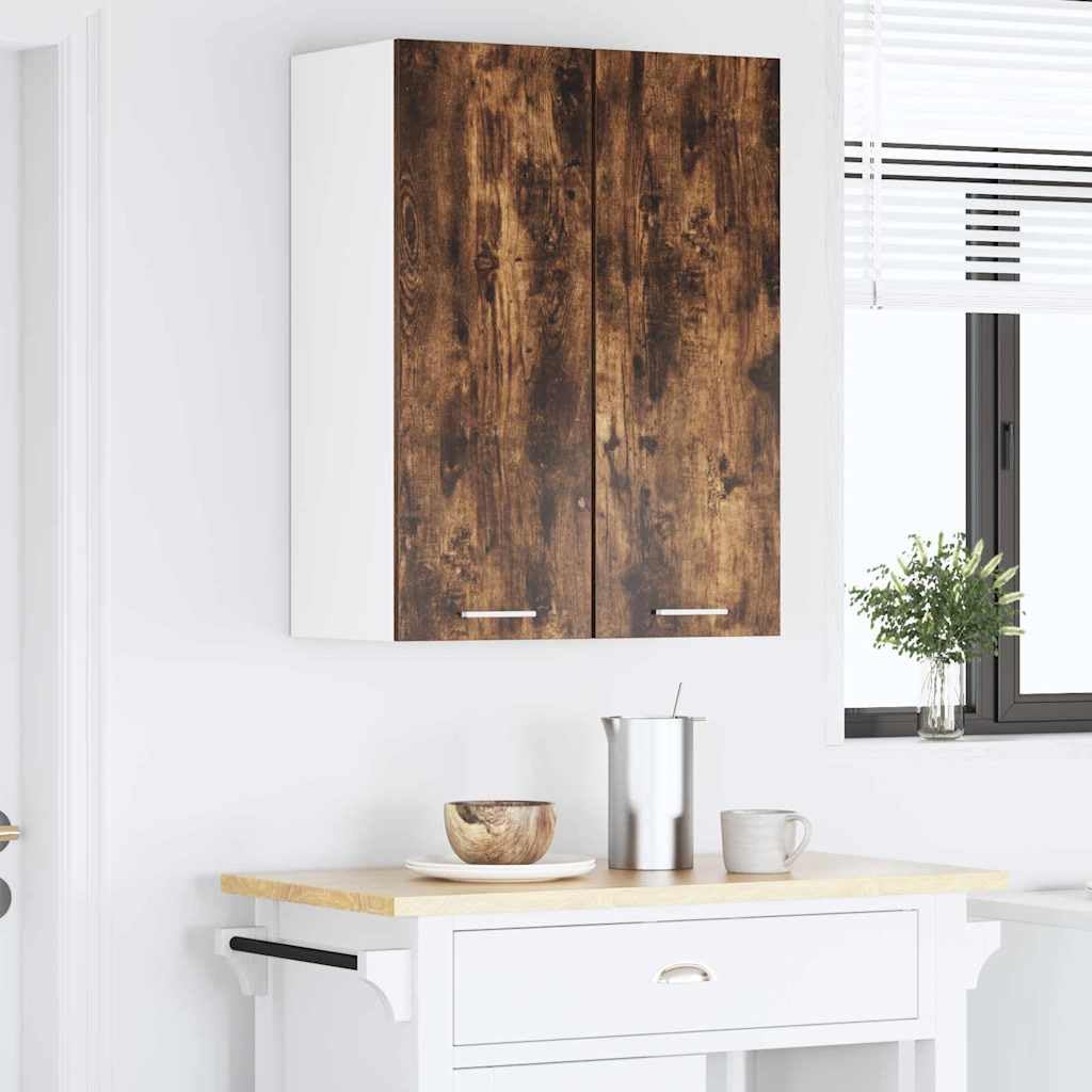 Hängeschrank mit Tür in Geräucherte Eiche und Weiß, Holzwerkstoff, 30 x 31 x 80 cm, moderner Stauraum für Küche und Esszimmer, vielseitig als Vorratsschrank, Organizer