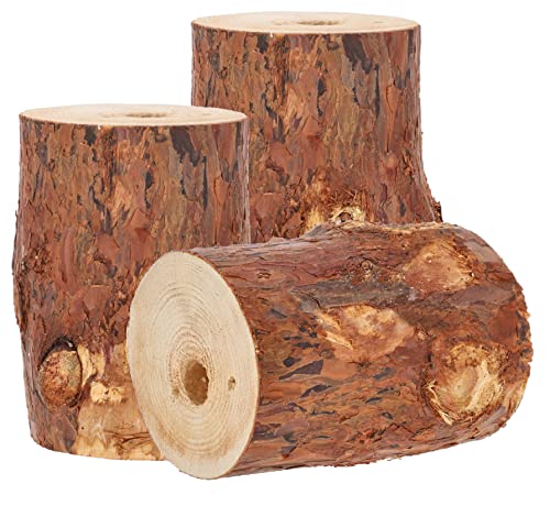 KOTARBAU® 3er Set Schwedenfeuer mit Anzünddocht Gartenfackel Gartenkerze in einem Holzklotz Holzschaum Holzfackel Grill Picknick Garten Standard Finnenfackel