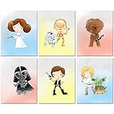 Unique nursery imprime, parfait pour tout fan de Star Wars.