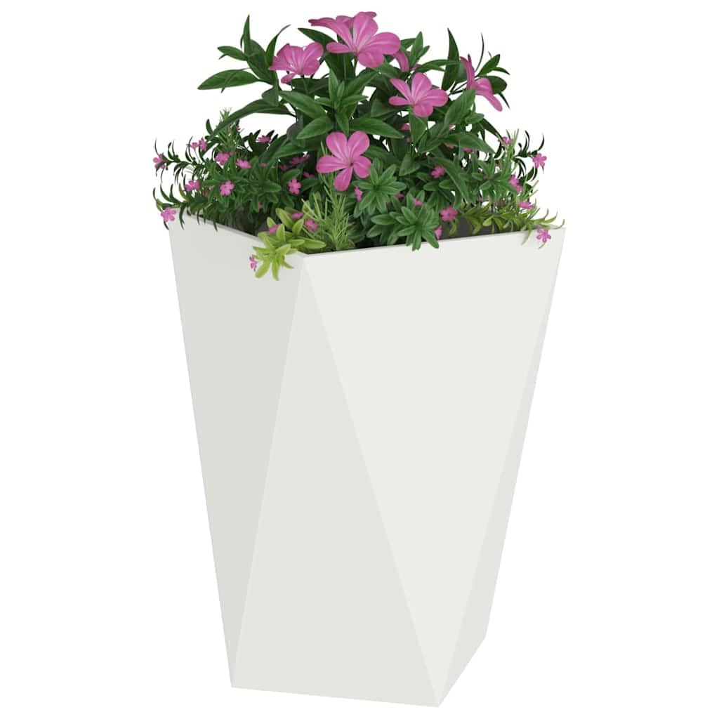 Pflanzkübel Weiß 50x50x75 cm aus Stahl - Robuster Gartenpflanzer Modernes Design - Wetterfestes Pflanzgefäß für Garten Terrasse und Balkon - Rechteckiger Blumenkübel