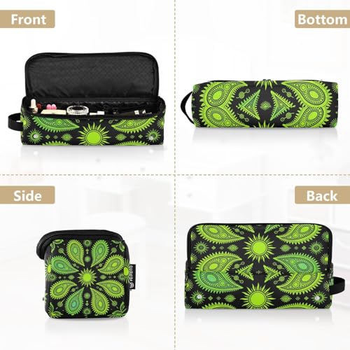 Organizador 2 en 1 para herramientas de cabello con tapete resistente al calor y removible impermeable para planchas y rizadores, negro con paisley verde miniatura 5