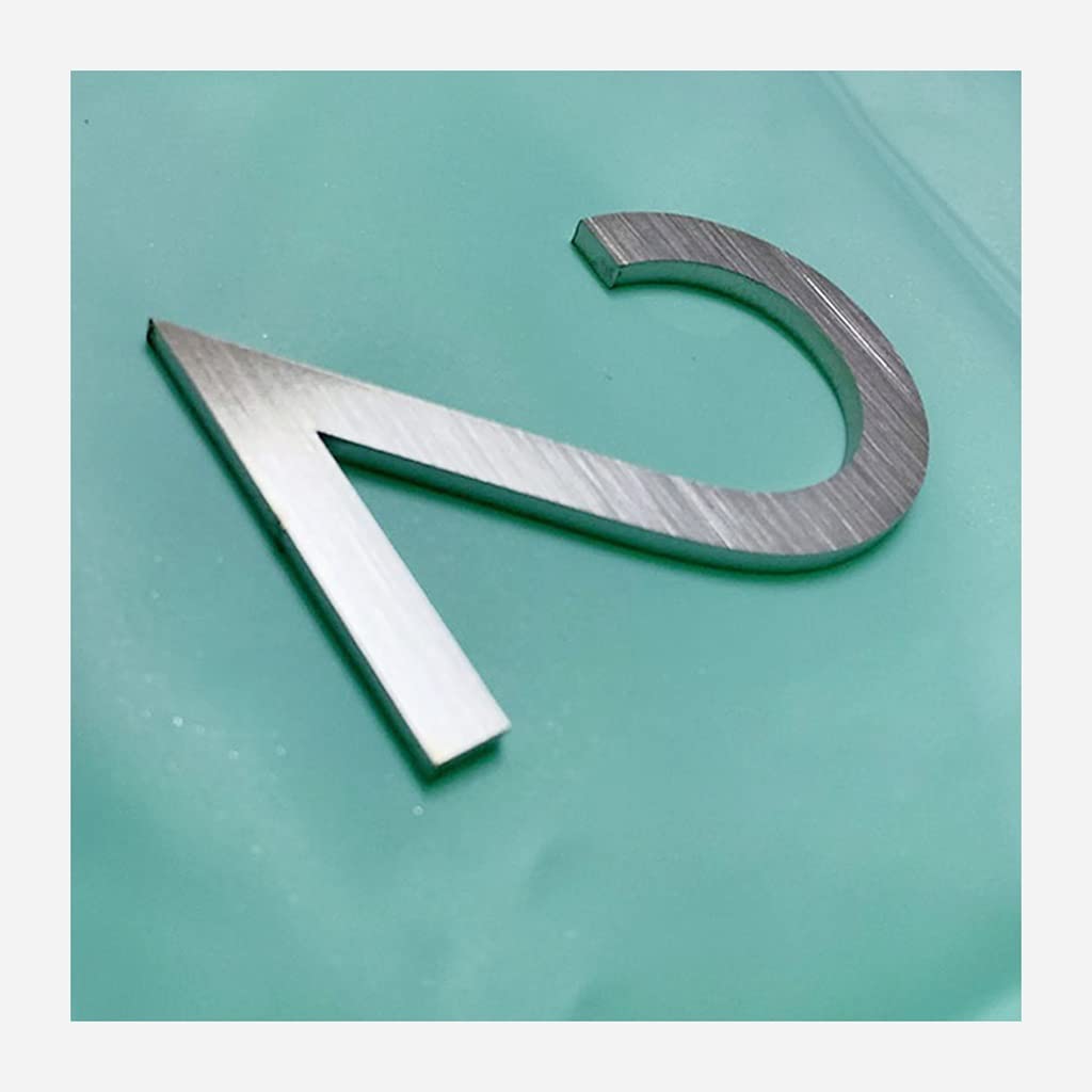 Mozto Number 2 60Mm Stainless Steel Self Adhesive House Number Sticker Metal Doorplate Home Door Plaque Numbers Sign, For Mailbox Street Numbers (Color : )