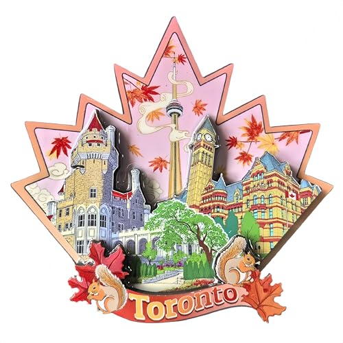 Imán decorativo de madera Toronto Canada 3D miniatura 1
