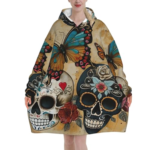 Couverture à capuche contre le froid flanelle manches poche